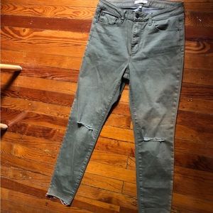 Dex 30x28 Olive Green Cropped Skinny Jeans Distressed
